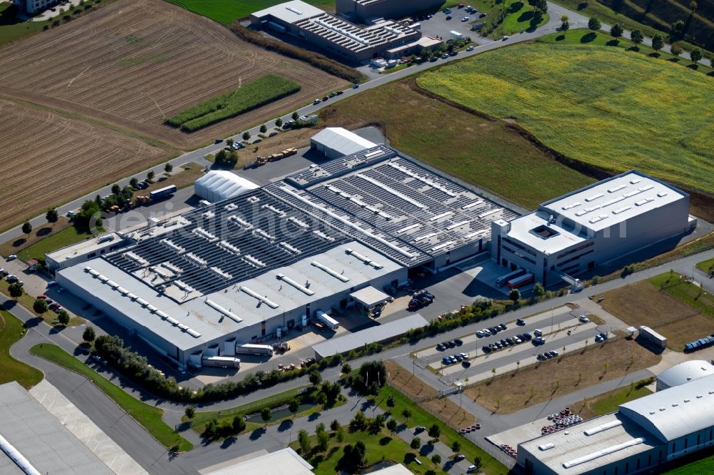 Boxberg from the bird's eye view: Building and production halls on the premises of LTI-Metalltechnik GmbH in the Rudolf-Diesel-Strasse in Boxberg in the state Baden-Wurttemberg, Germany