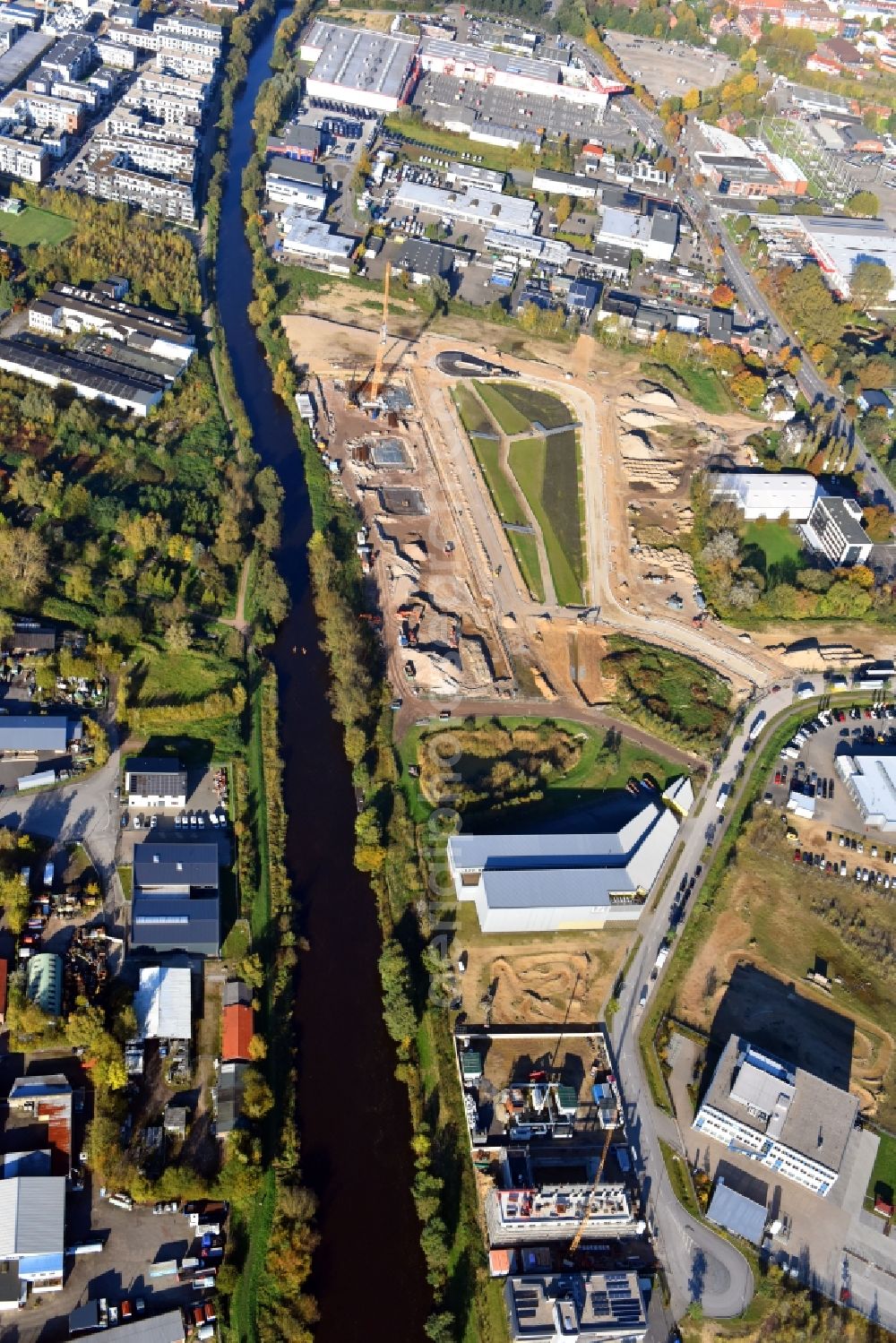 Aerial photograph Hamburg - Building and production halls on the premises of LZN Laser Zentrum Nord GmbH Am Schleusengraben in the district Bergedorf in Hamburg, Germany