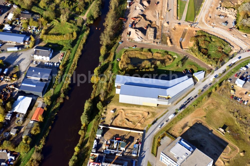 Aerial image Hamburg - Building and production halls on the premises of LZN Laser Zentrum Nord GmbH Am Schleusengraben in the district Bergedorf in Hamburg, Germany