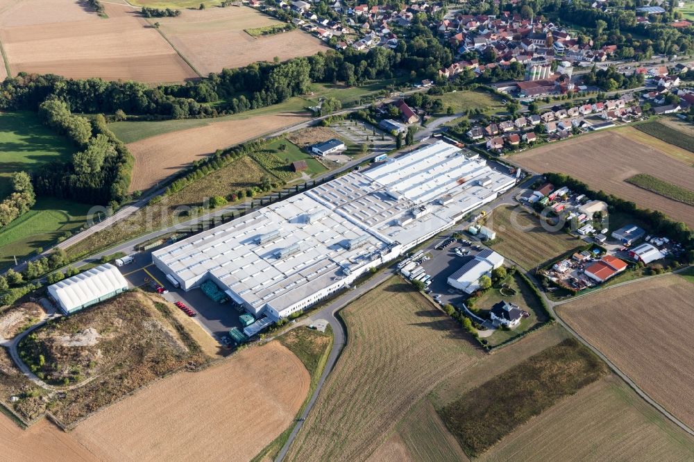 Rosenberg from the bird's eye view: Building and production halls on the premises of Magna PT B.V. & Co. KG in Rosenberg in the state Baden-Wurttemberg, Germany