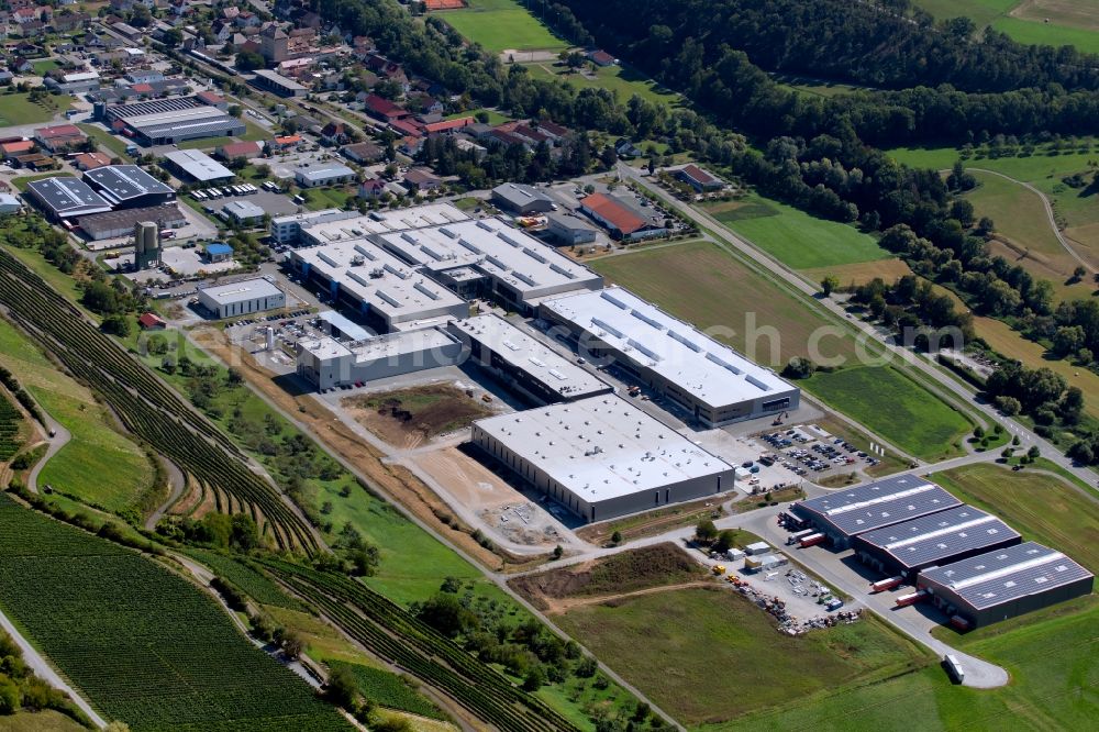 Aerial photograph Dörzbach - Building and production halls on the premises on Max-Planck-Strasse - Klepsauer Strasse in the district Hohebach in Doerzbach in the state Baden-Wurttemberg, Germany