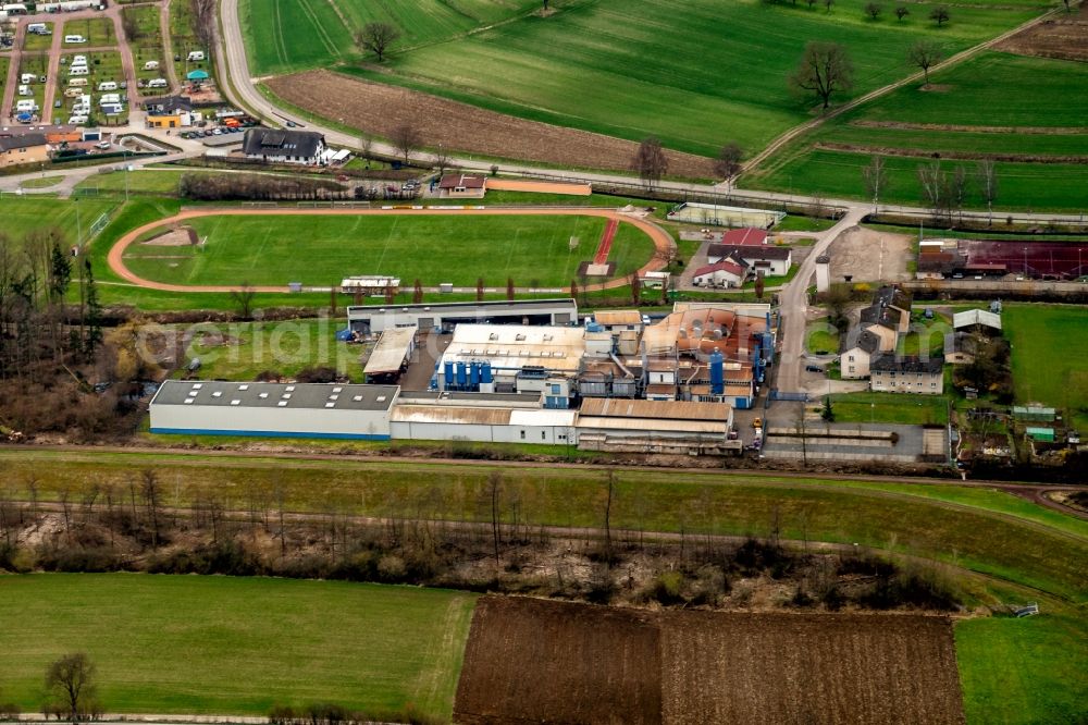 Aerial photograph Ettenheim - Building and production halls on the premises of Meiko Eisengiesserei GmbH on Muehlenweg in Ettenheim in the state Baden-Wurttemberg, Germany