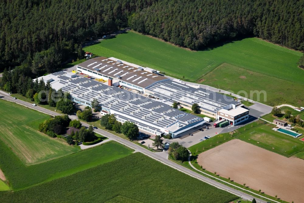 Büchenbach from above - Building and production halls on the premises of Memmert GmbH + Co.KG in the Willi-Memmert-Strasse in Buechenbach in the state Bavaria, Germany