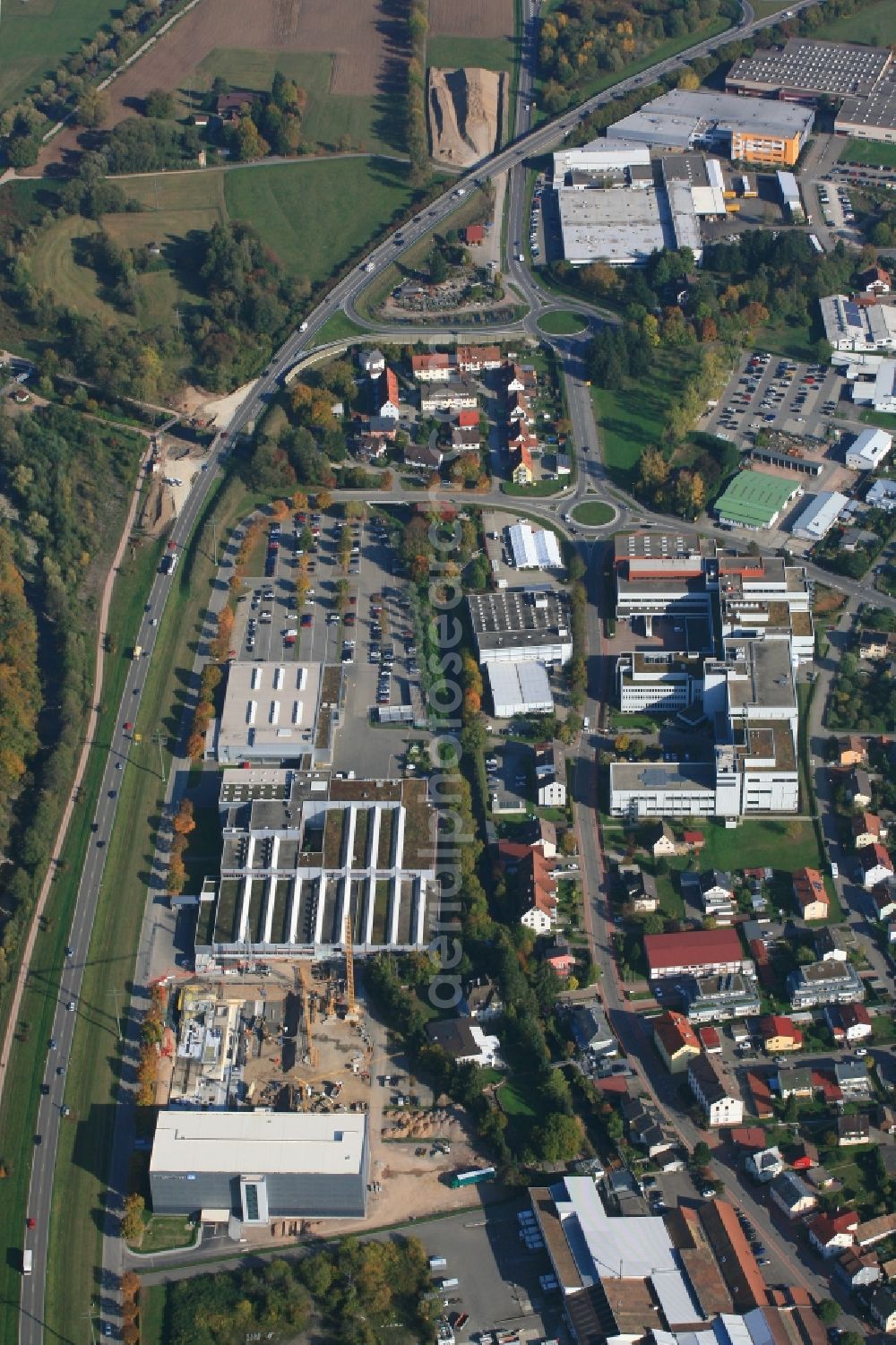 Maulburg from above - Buildings and halls on the premises of measurement and control company Endress and Hauser Maulburg in the state Baden-Wurttemberg