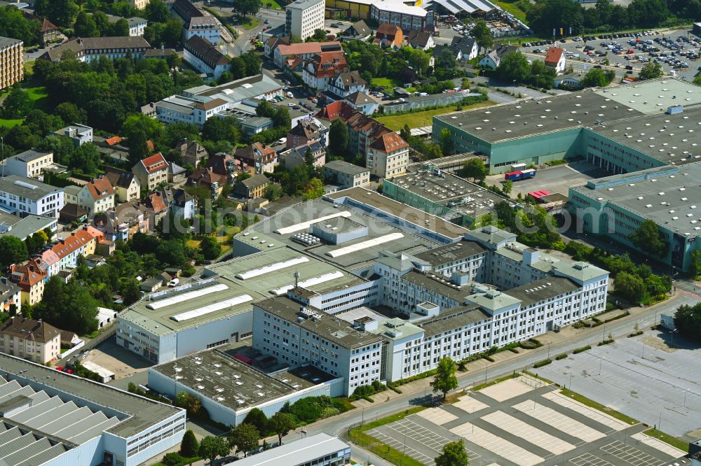 Aerial image Bielefeld - Building and production halls on the premises Miele on street Mielestrasse in the district Mitte in Bielefeld in the state North Rhine-Westphalia, Germany