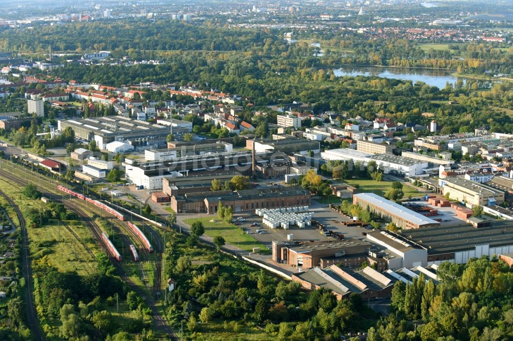 Aerial image Magdeburg - Building and production halls on the premises of MTU Reman Technologies GmbH on Friedrich-List-Strasse in the district Fermersleben in Magdeburg in the state Saxony-Anhalt, Germany