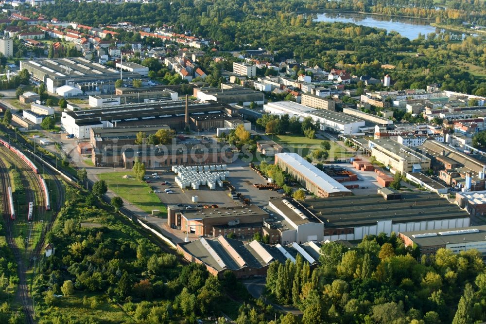 Aerial photograph Magdeburg - Building and production halls on the premises of MTU Reman Technologies GmbH on Friedrich-List-Strasse in the district Fermersleben in Magdeburg in the state Saxony-Anhalt, Germany