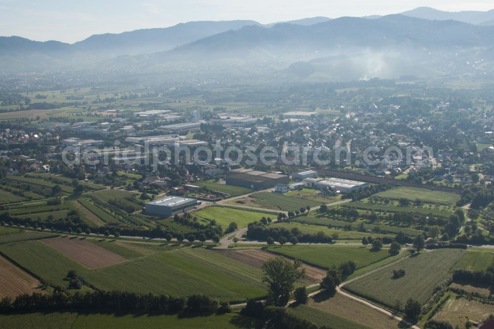 Ottersweier from above - Building and production halls on the premises of Muffenrohr GmbH in Ottersweier in the state Baden-Wuerttemberg