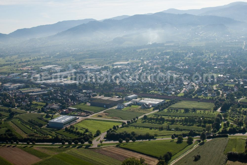 Ottersweier from the bird's eye view: Building and production halls on the premises of Muffenrohr GmbH in Ottersweier in the state Baden-Wuerttemberg