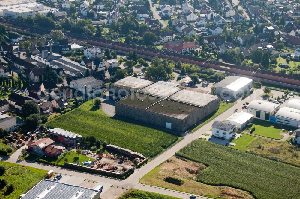 Ottersweier from the bird's eye view: Building and production halls on the premises of Muffenrohr GmbH in Ottersweier in the state Baden-Wuerttemberg