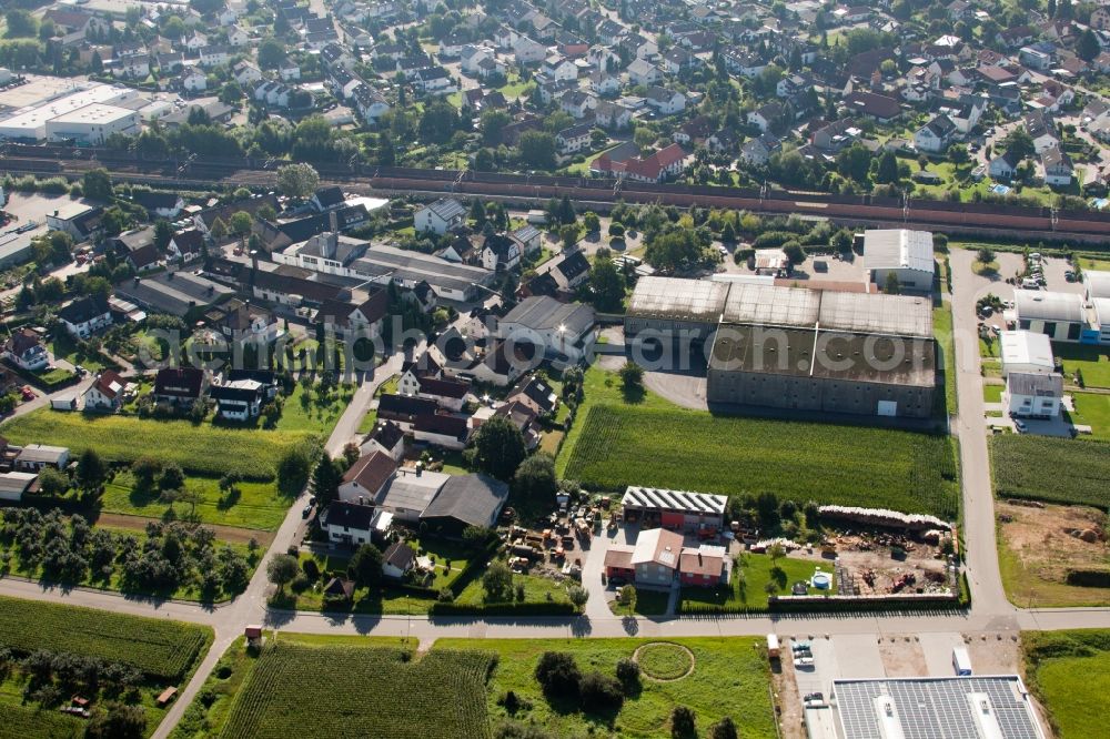 Ottersweier from the bird's eye view: Building and production halls on the premises of Muffenrohr GmbH in Ottersweier in the state Baden-Wuerttemberg