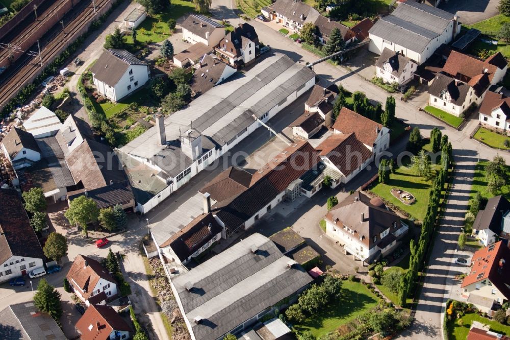 Ottersweier from above - Building and production halls on the premises of Muffenrohr GmbH in Ottersweier in the state Baden-Wuerttemberg