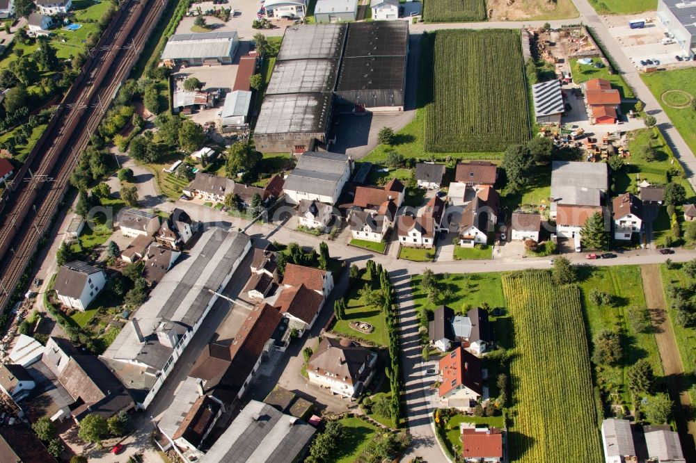 Ottersweier from the bird's eye view: Building and production halls on the premises of Muffenrohr GmbH in Ottersweier in the state Baden-Wuerttemberg