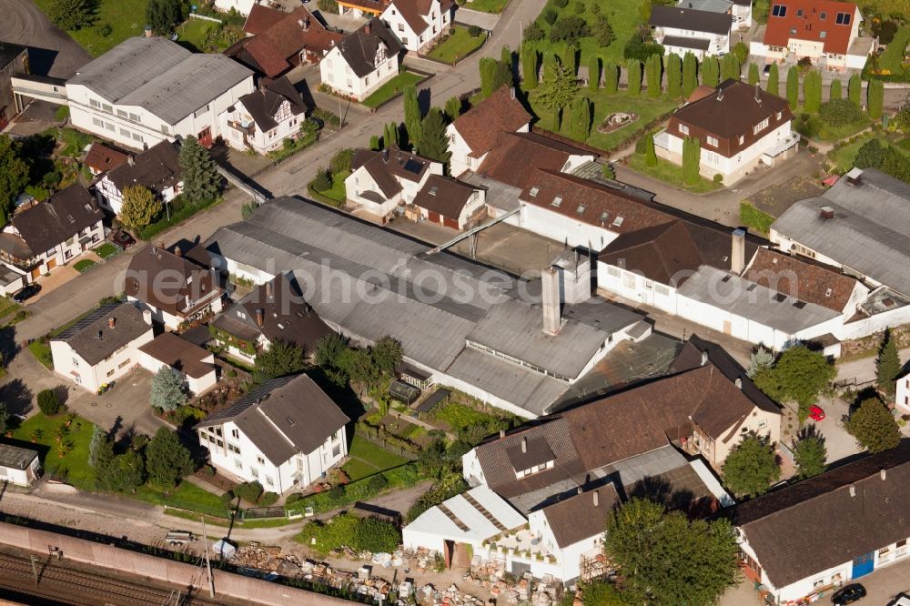 Ottersweier from above - Building and production halls on the premises of Muffenrohr GmbH in Ottersweier in the state Baden-Wuerttemberg