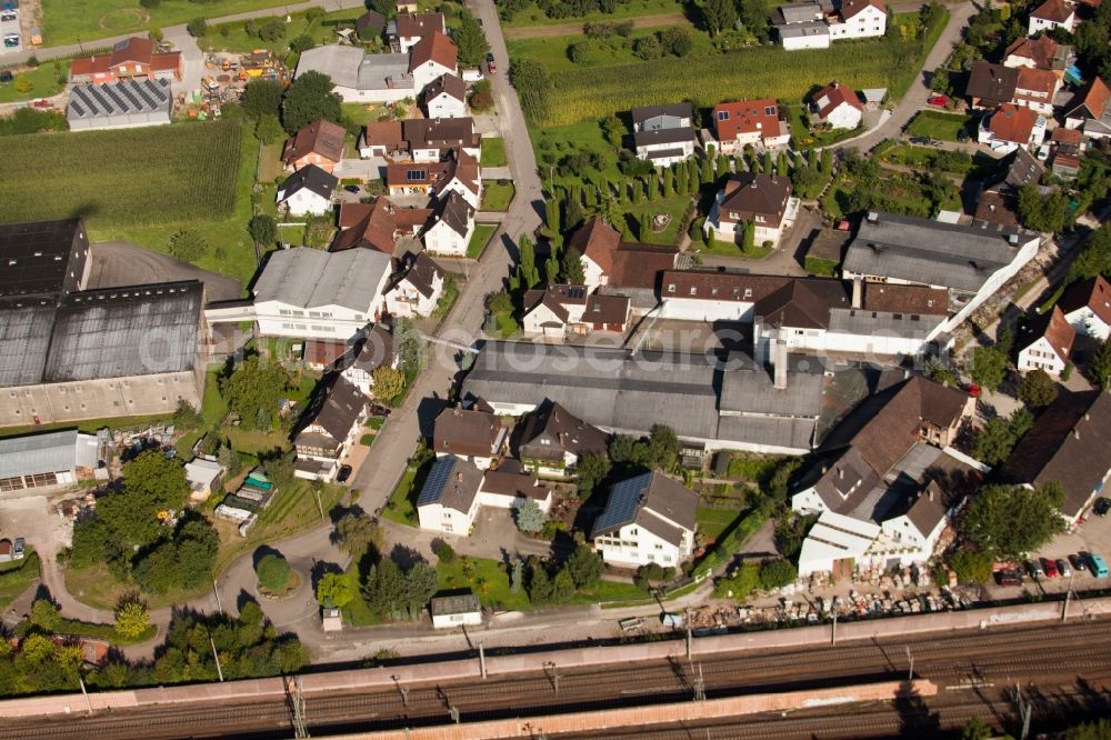 Ottersweier from above - Building and production halls on the premises of Muffenrohr GmbH in Ottersweier in the state Baden-Wuerttemberg