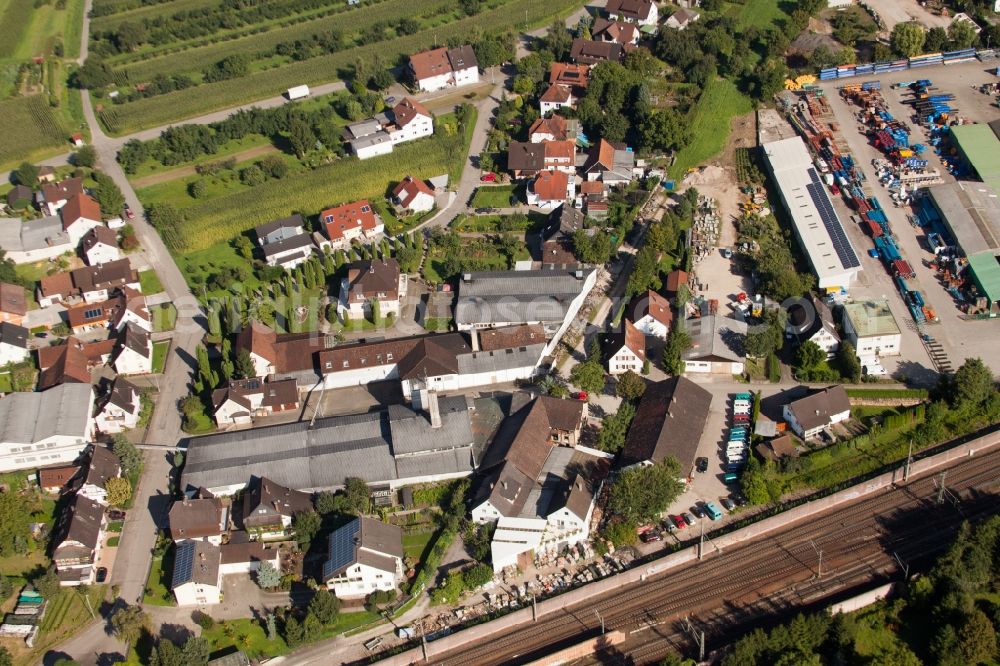 Ottersweier from the bird's eye view: Building and production halls on the premises of Muffenrohr GmbH in Ottersweier in the state Baden-Wuerttemberg