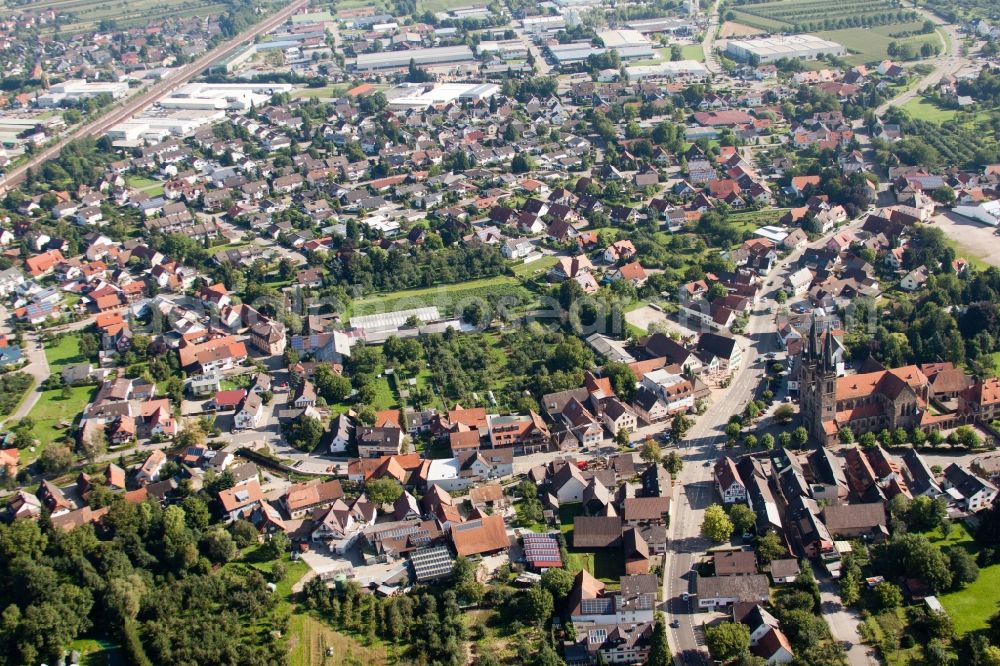 Ottersweier from above - Building and production halls on the premises of Muffenrohr GmbH in Ottersweier in the state Baden-Wuerttemberg