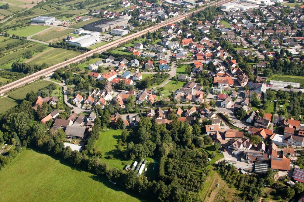 Ottersweier from the bird's eye view: Building and production halls on the premises of Muffenrohr GmbH in Ottersweier in the state Baden-Wuerttemberg