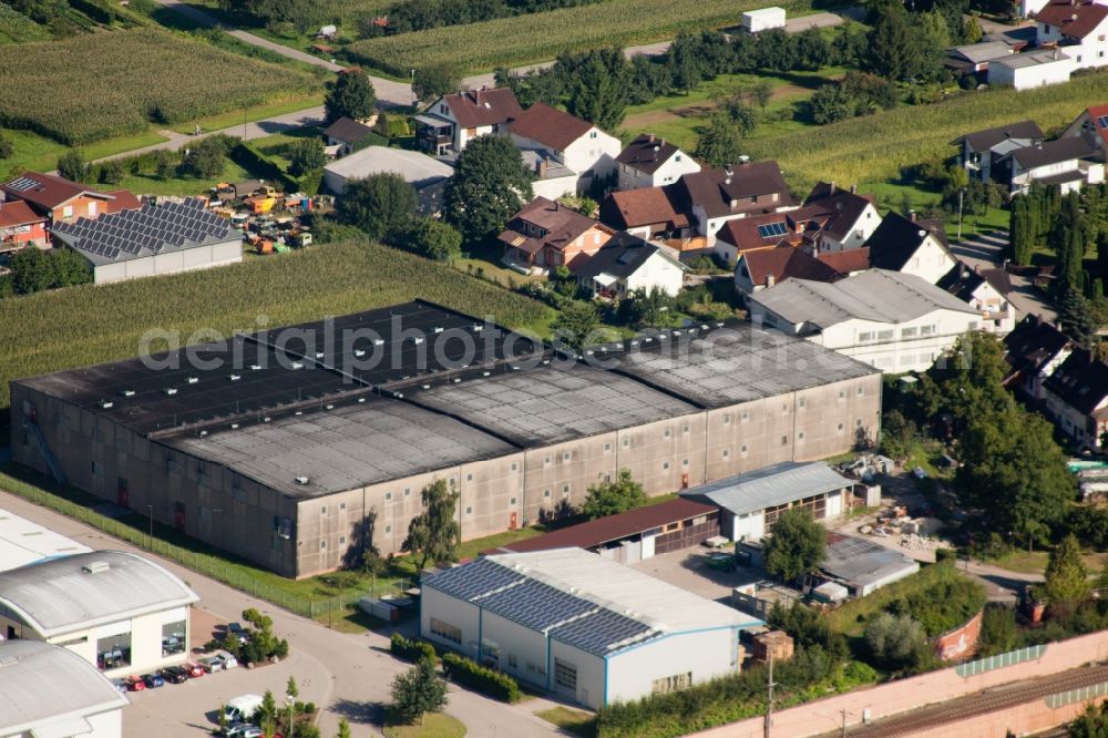 Ottersweier from above - Building and production halls on the premises of Muffenrohr GmbH in Ottersweier in the state Baden-Wuerttemberg