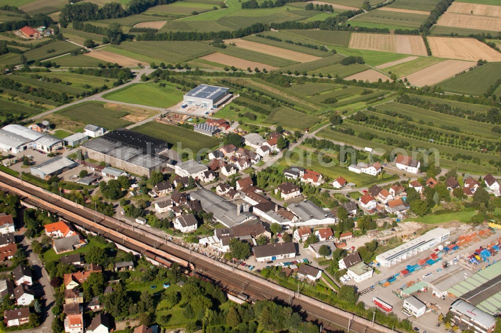 Ottersweier from above - Building and production halls on the premises of Muffenrohr GmbH in Ottersweier in the state Baden-Wuerttemberg