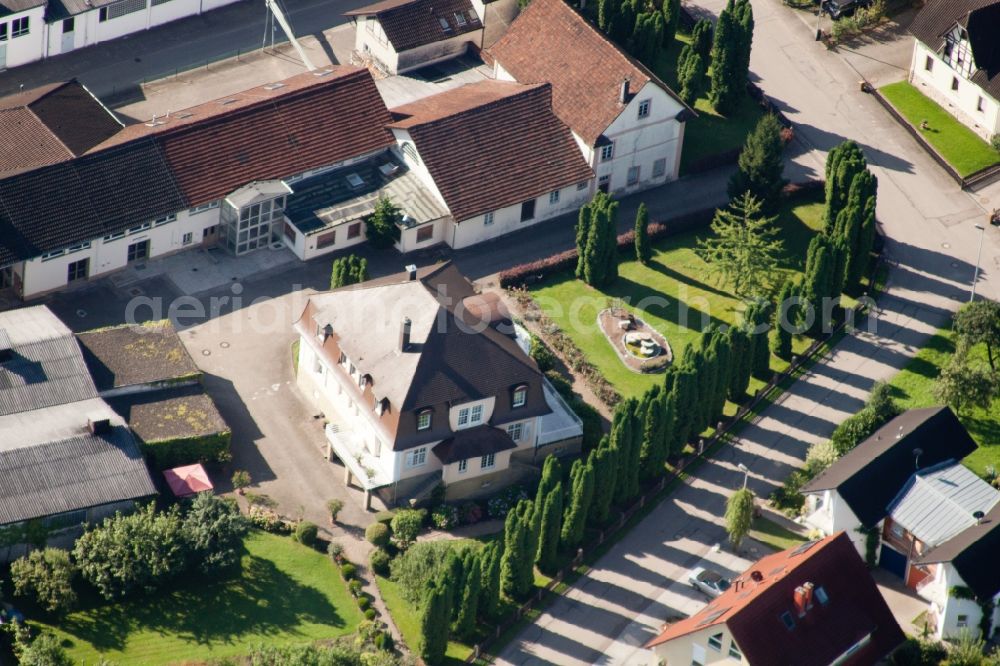 Ottersweier from above - Building and production halls on the premises of Muffenrohr GmbH in Ottersweier in the state Baden-Wuerttemberg