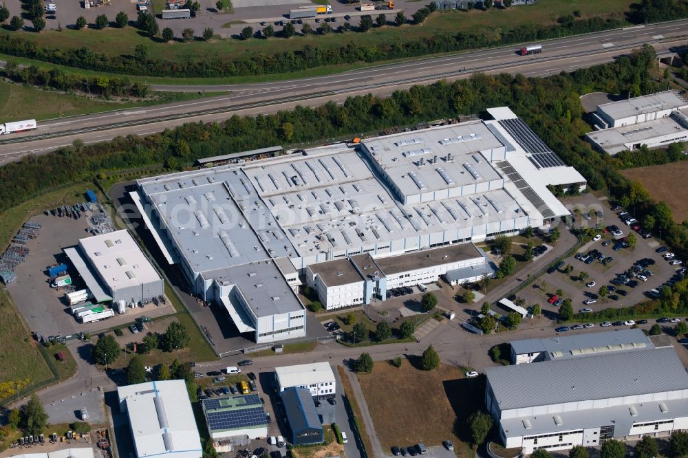 Aerial image Neuenstadt am Kocher - Building and production halls on the premises of the Neumeister Hydraulik GmbH at the Otto-Neumeister-Strasse in Neuenstadt am Kocher in the state Baden-Wurttemberg, Germany