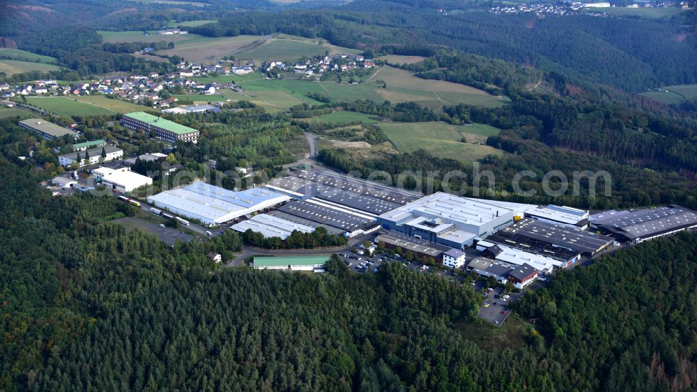 Aerial image Sankt Katharinen - Building and production halls on the premises of Niedax GmbH & Co. KG on street Industriestrasse in the district Roedder in Sankt Katharinen in the state Rhineland-Palatinate, Germany