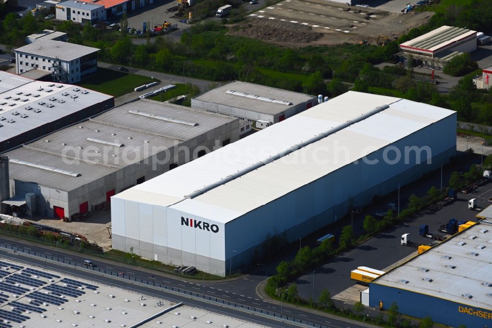 Radeburg from the bird's eye view: Building and production halls on the premises of Nikro Radeburg GmbH in the district Berbisdorf in Radeburg in the state Saxony, Germany