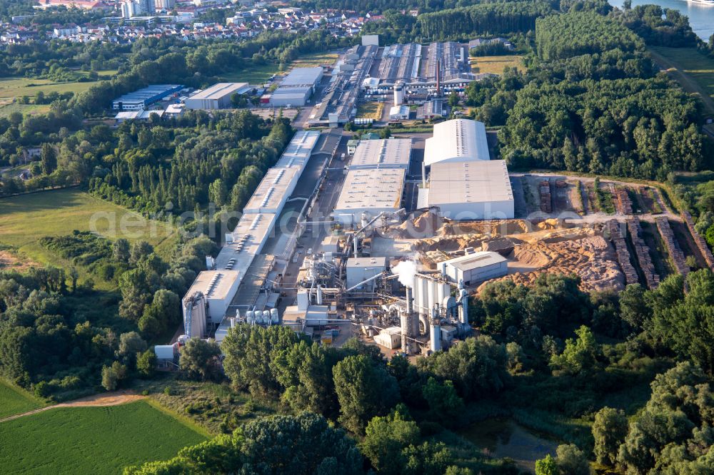 Aerial image Germersheim - Building and production halls on the premises of Nolte Holzwerkstoff GmbH & Co. KG in Germersheim in the state Rhineland-Palatinate, Germany