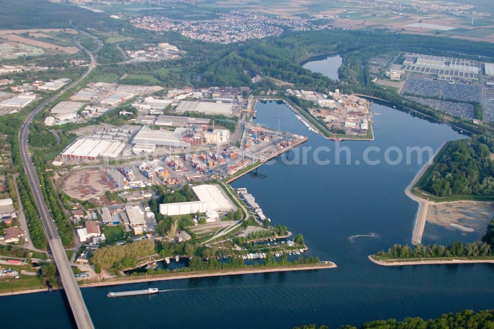 Germersheim from the bird's eye view: Building and production halls on the premises of Nolte Moebel GmbH & Co. KG in Germersheim in the state Rhineland-Palatinate, Germany