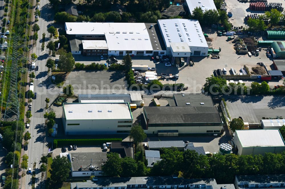 Wentorf from above - Building and production halls on the premises of Norddeutsche Kistenfabrik K.Pannecke GmbH on street Suedring in Wentorf in the state Schleswig-Holstein, Germany