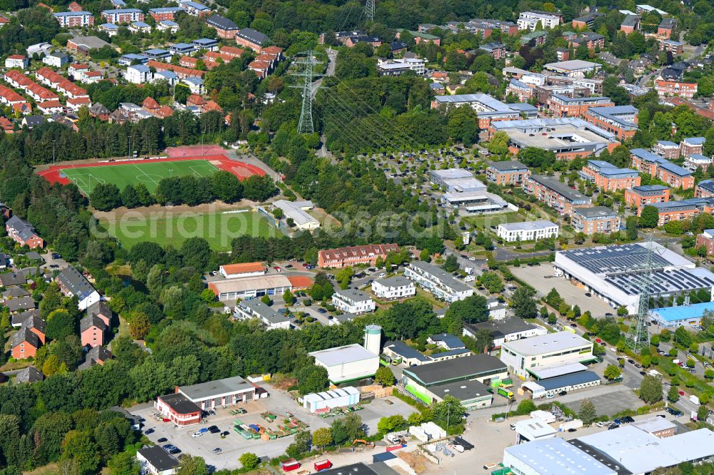 Aerial image Wentorf - Building and production halls on the premises of Norddeutsche Kistenfabrik K.Pannecke GmbH on street Suedring in Wentorf in the state Schleswig-Holstein, Germany