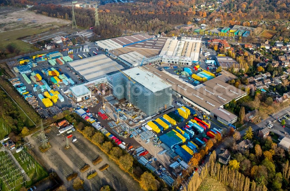 Duisburg from above - Building and production halls on the premises of Norske Skog Walsum GmbH in the district Walsum in Duisburg in the state North Rhine-Westphalia