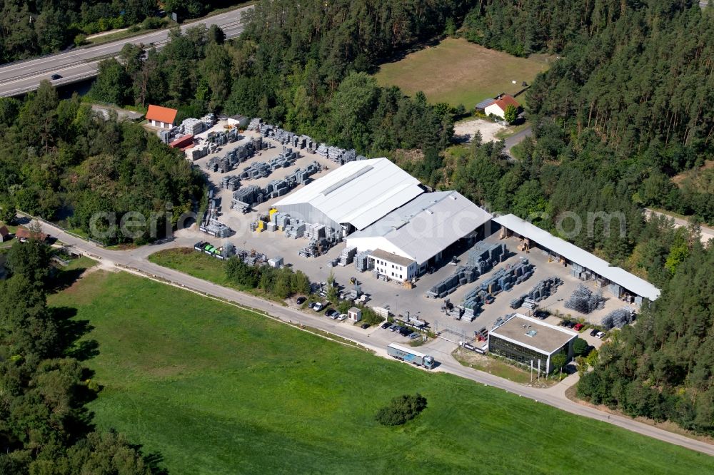 Roth from the bird's eye view: Building and production halls on the premises of NUeSSLI Gruppe at Rothgrund in Roth in the state Bavaria, Germany