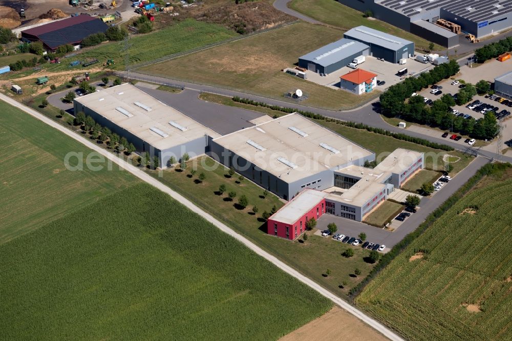 Aerial image Grünsfeld - Building and production halls on the premises of OCTO Actuators GmbH in the De-Werth-Str. in Gruensfeld in the state Baden-Wurttemberg, Germany