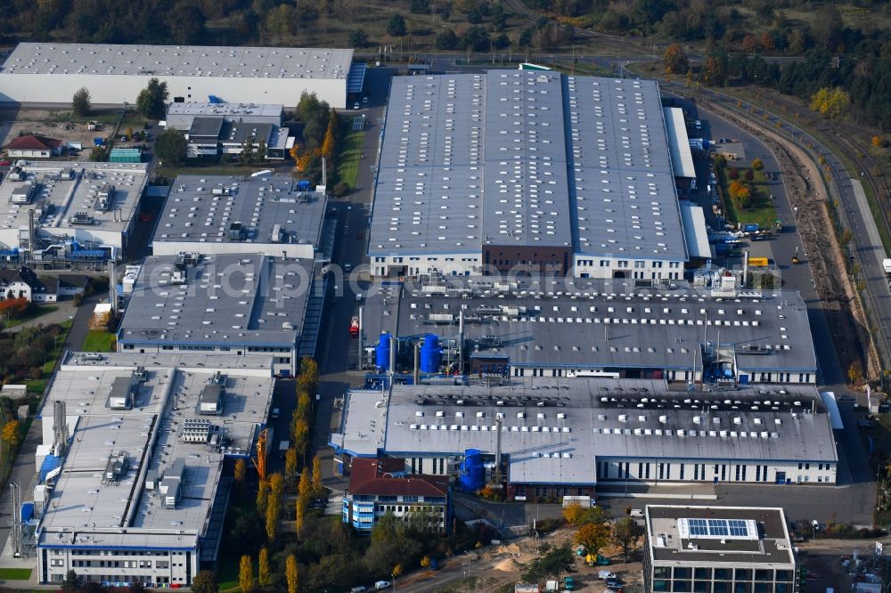 Aerial image Oranienburg - Building and production halls on the premises of ORAFOL Europe GmbH on Orafolstrasse in Oranienburg in the state Brandenburg, Germany