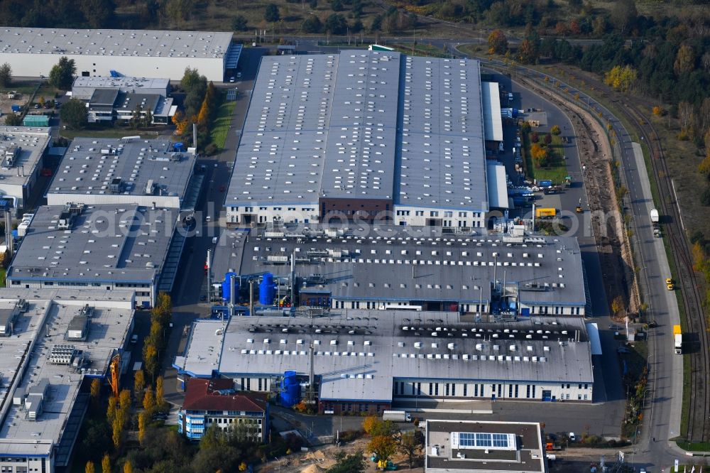 Oranienburg from above - Building and production halls on the premises of ORAFOL Europe GmbH on Orafolstrasse in Oranienburg in the state Brandenburg, Germany