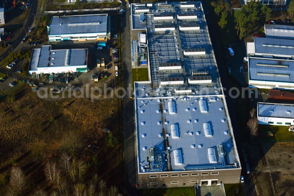 Oranienburg from above - Factory premises of ORAFOL Europe GmbH on Orafolstrasse in Oranienburg in the state Brandenburg, Germany