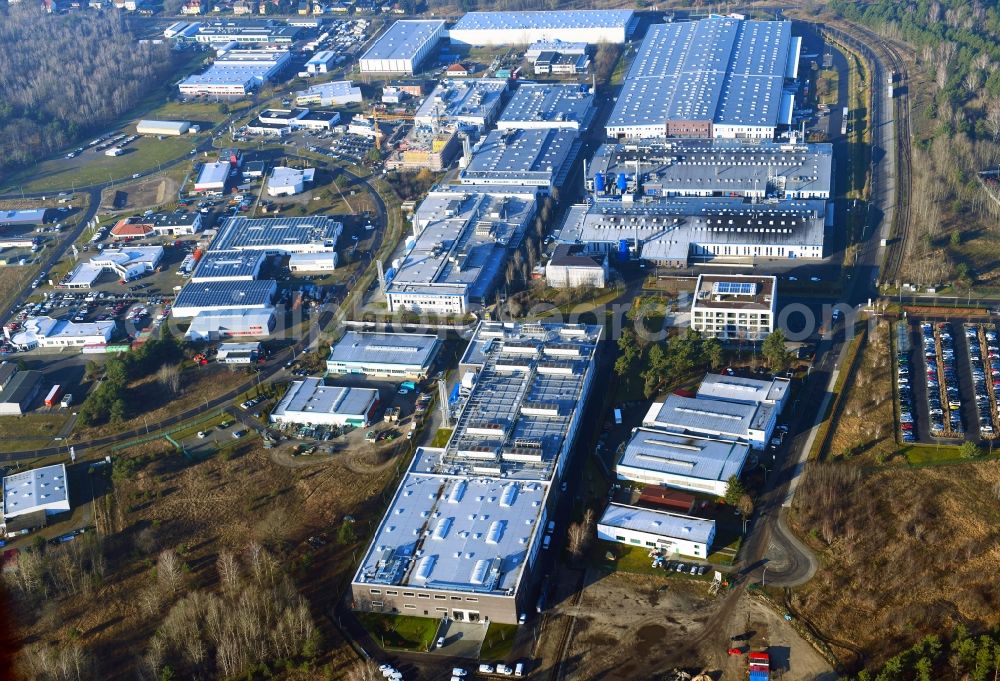 Aerial photograph Oranienburg - Factory premises of ORAFOL Europe GmbH on Orafolstrasse in Oranienburg in the state Brandenburg, Germany