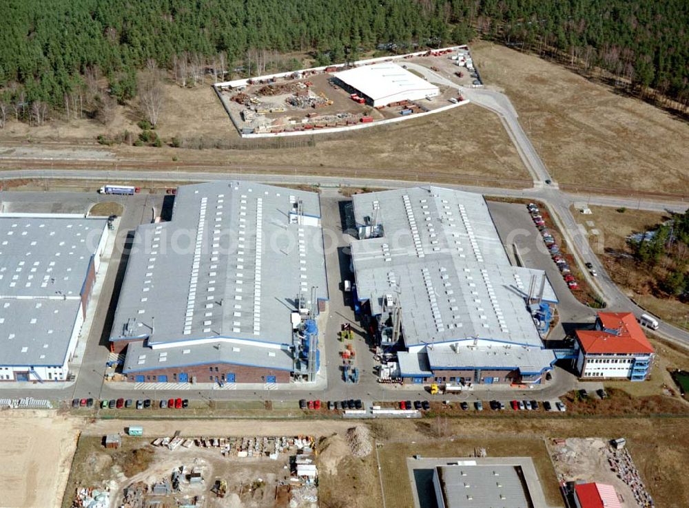 Oranienburg from above - Werksgelände der ORAFOL-Klebetechnik GmbH, Am Biotop2 in 16515 Oranienburg (Gewebegebiet). Tel.: 03301-8640