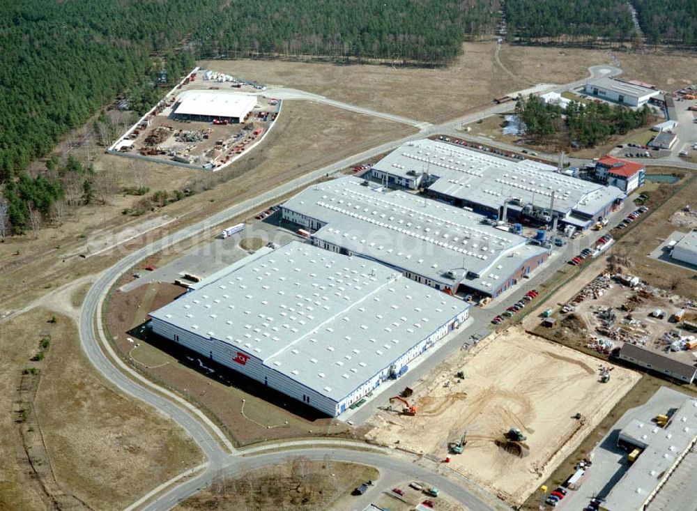 Oranienburg from above - Werksgelände der ORAFOL-Klebetechnik GmbH, Am Biotop2 in 16515 Oranienburg (Gewebegebiet). Tel.: 03301-8640