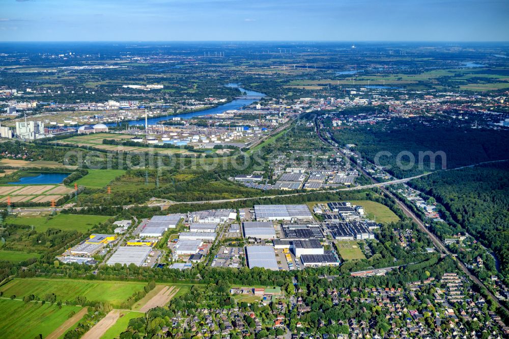 Hamburg from above - Building and production halls on the premises in the district Hausbruch in Hamburg, Germany