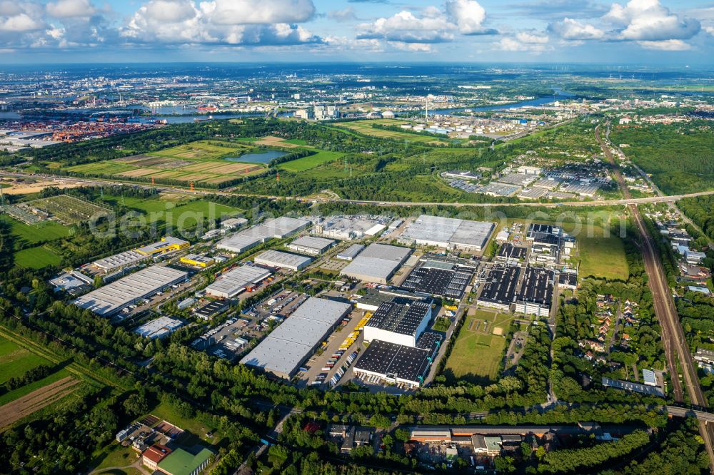 Hamburg from the bird's eye view: Building and production halls on the premises in the district Hausbruch in Hamburg, Germany