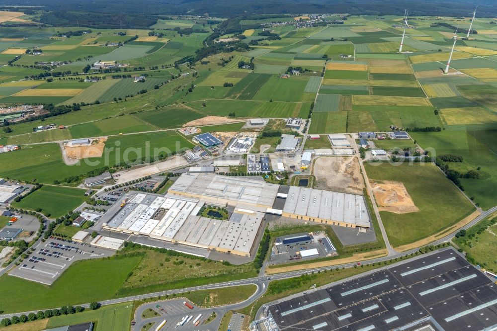 Aerial image Brilon - Building and production halls on the premises of Oventrop GmbH & Co. KG Hinterm Gallberg in Brilon in the state North Rhine-Westphalia, Germany