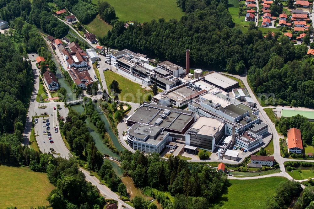 Aerial photograph Gmund am Tegernsee - Building and production halls on the premises of Papierfabrik Louisenthal GmbH in Gmund am Tegernsee in the state Bavaria, Germany