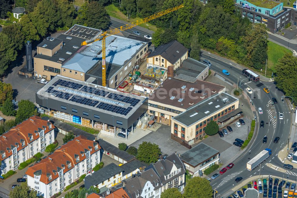 Schwelm from the bird's eye view: Building and production halls on the premises of PASS GmbH & Co. KG on Hattinger Strasse in the district Lindenberg in Schwelm in the state North Rhine-Westphalia, Germany