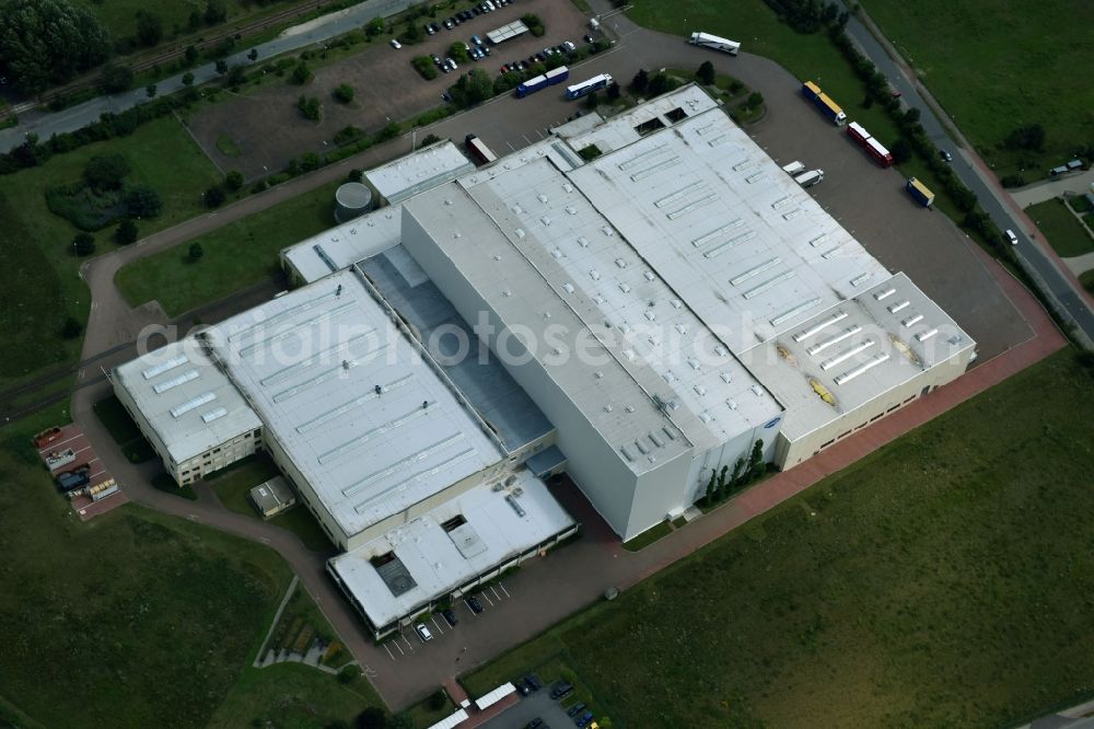 Brück from above - Building and production halls on the premises of Paul Hartmann AG on Gregor-von-Brueck-Ring in Brueck in the state Brandenburg, Germany