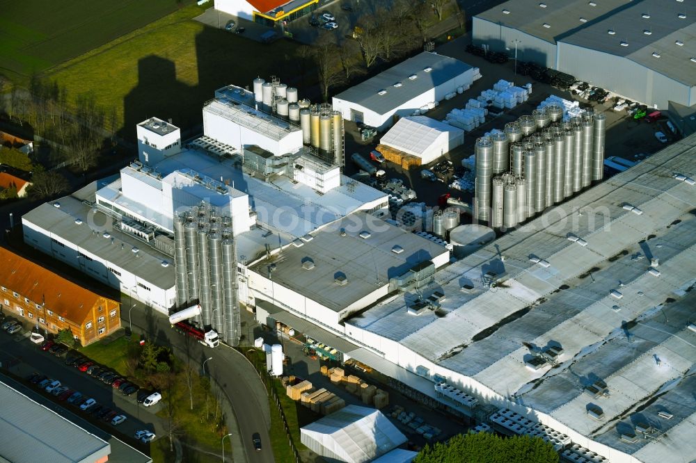 Aerial image Weißandt-Gölzau - Building and production halls on the premises of POLIFILM GmbH in Weissandt-Goelzau in the state Saxony-Anhalt, Germany