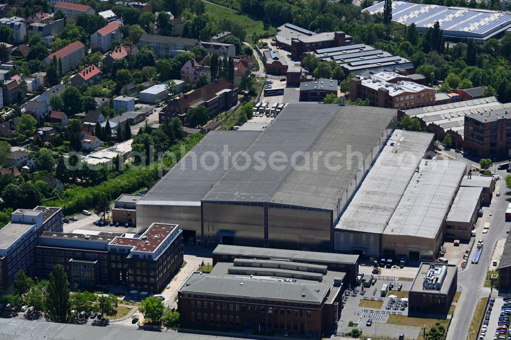 Aerial photograph Berlin - Building and production halls on the premises of GE Power GmbH on street Hertzstrasse in the district Wilhelmsruh in Berlin, Germany