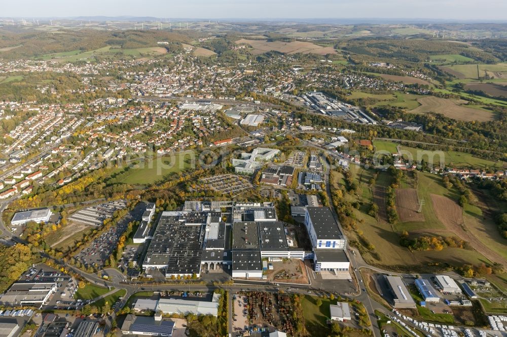 Sankt Wendel from above - Premises and production facilities of Fresenius Medical Care Germany GmbH in Sankt Wendel in Saarland